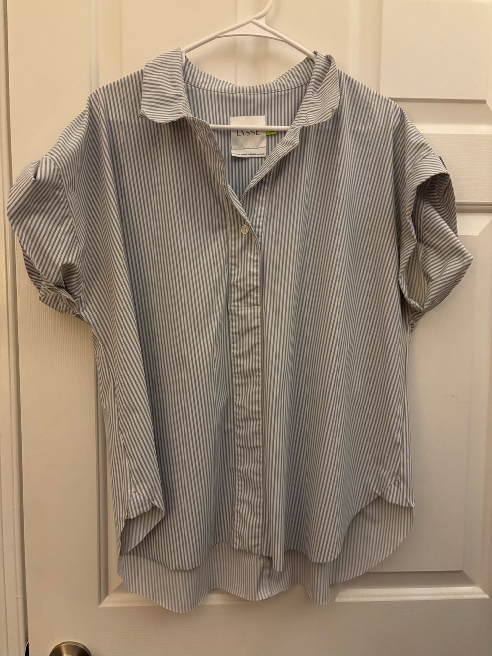 Lysse Blue and White Striped Button-Up Shirt